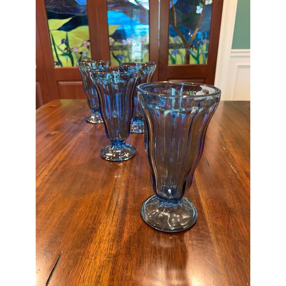Anchor Hocking Stemmed Blue Float Glasses. - Picture 10 of 11